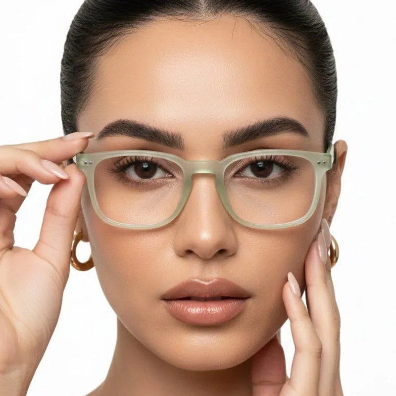 BluArmor Transparent Light Green Medium Full Rim SQUARE Computer Glasses for Men & Women — Hashtag Eyewears