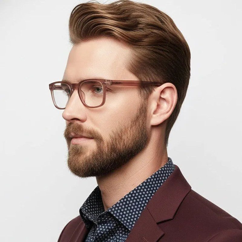 BluArmor Transparent Mate Maroon Medium Full Rim SQUARE Computer Glasses for Men & Women — Hashtag Eyewears