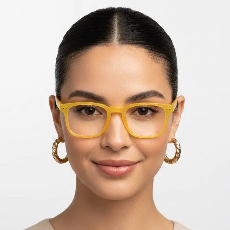 BluArmor Transparent Orange Medium Full Rim SQUARE Computer Glasses for Men & Women — Hashtag Eyewears