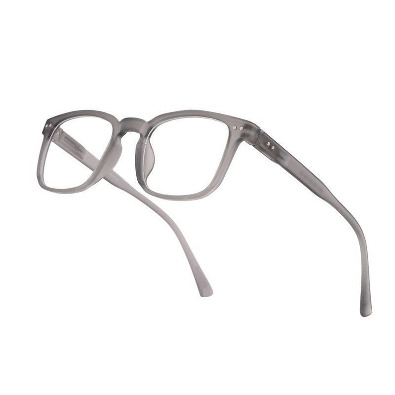 BluArmor Transparent Smoke Medium Full Rim SQUARE Computer Glasses for Men & Women — Hashtag Eyewears