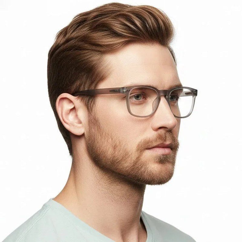BluArmor Transparent Smoke Medium Full Rim SQUARE Computer Glasses for Men & Women — Hashtag Eyewears