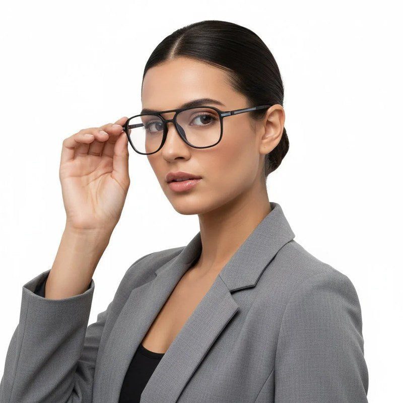 BluLite Black Medium Full Rim Square Computer Glasses for Men & Women — Hashtag Eyewears
