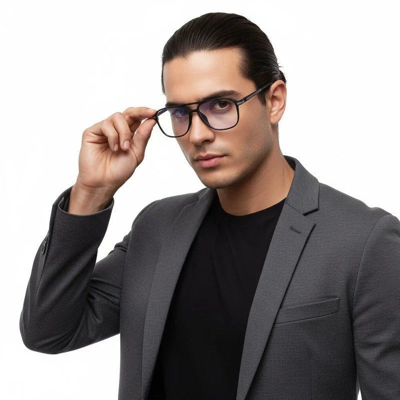 BluLite Black Medium Full Rim Square Computer Glasses for Men & Women — Hashtag Eyewears