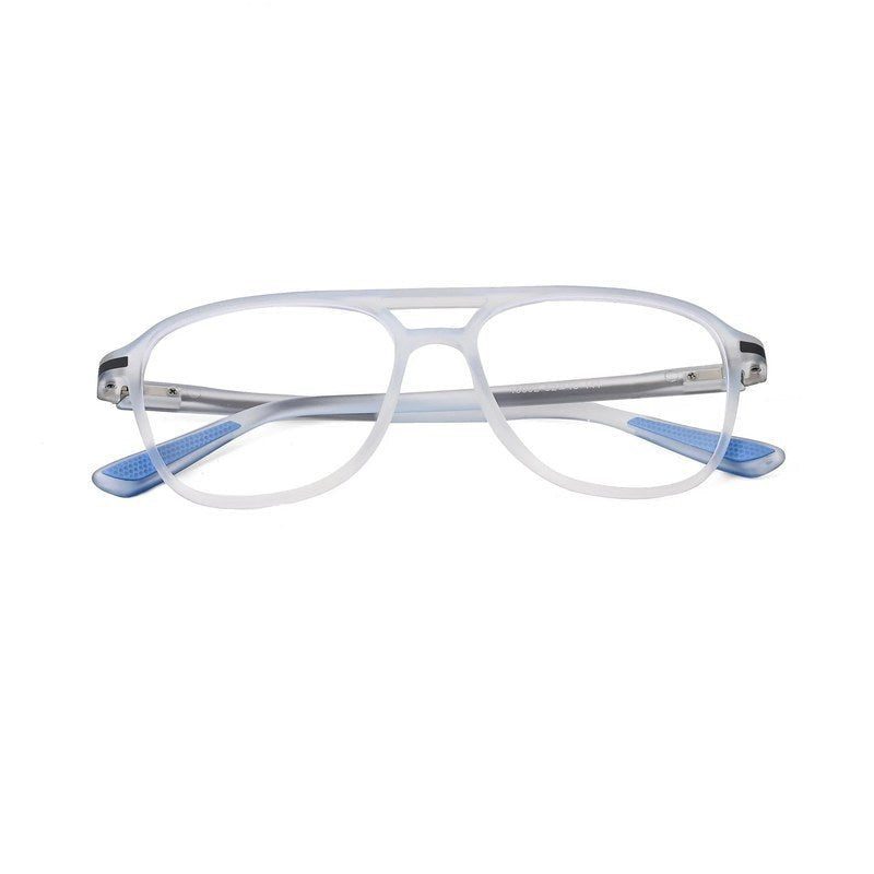 BluLite | Transparent Light Blue & Transparent White Medium Full Rim Square Computer Glasses for Men & Women [Blue Block]