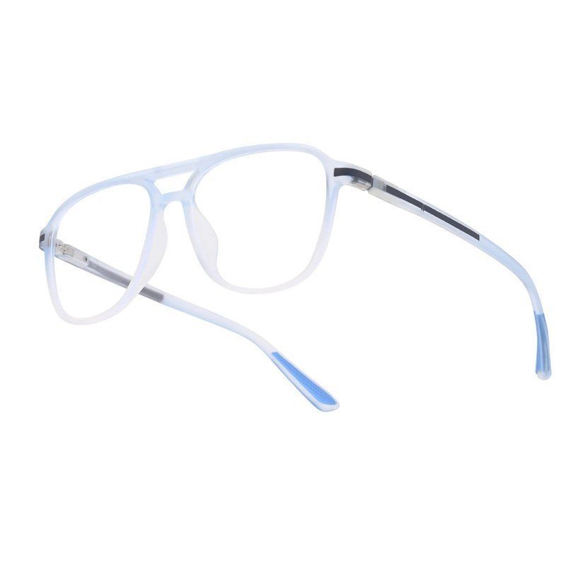 BluLite | Transparent Light Blue & Transparent White Medium Full Rim Square Computer Glasses for Men & Women [Blue Block]