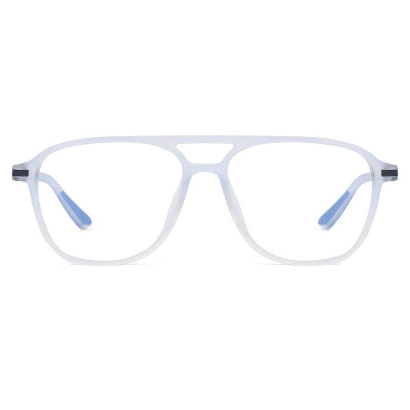 BluLite | Transparent Light Blue & Transparent White Medium Full Rim Square Computer Glasses for Men & Women [Blue Block]