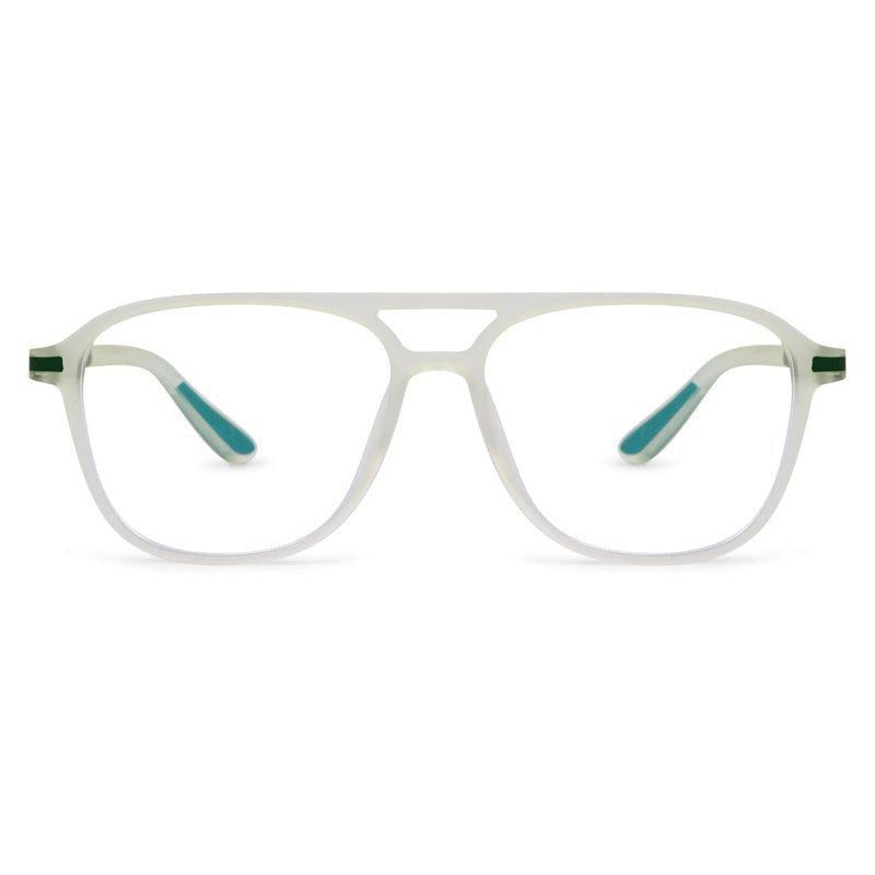 BluLite Transparent Light Green Medium Full Rim Square Computer Glasses for Men & Women — Hashtag Eyewears