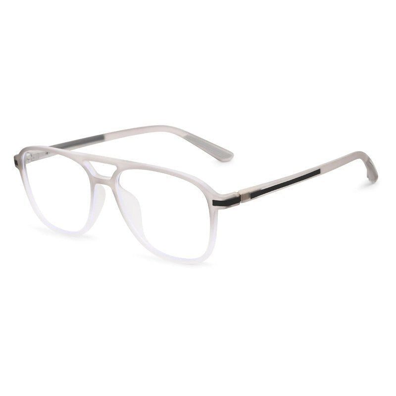 BluLite Transparent Light Grey & White Medium Full Rim Square Computer Glasses for Men & Women — Hashtag Eyewears