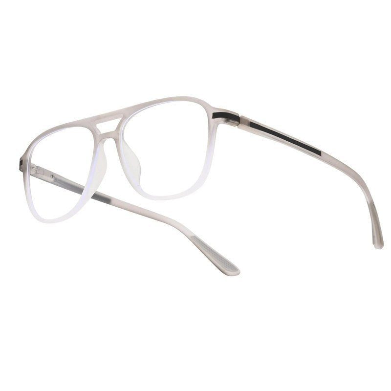 BluLite Transparent Light Grey & White Medium Full Rim Square Computer Glasses for Men & Women — Hashtag Eyewears