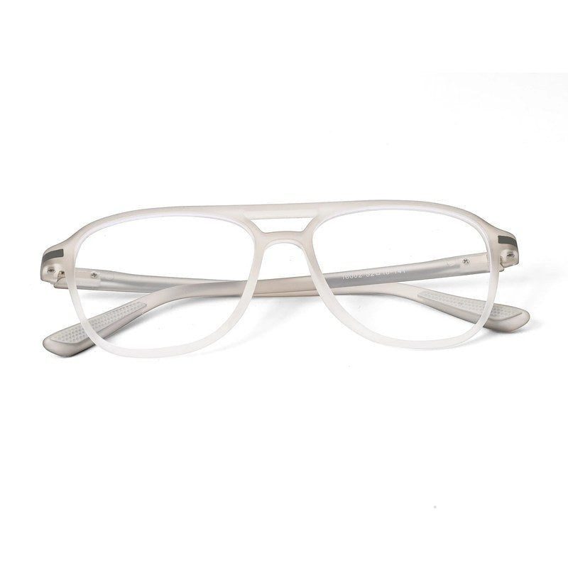 BluLite Transparent Light Grey & White Medium Full Rim Square Computer Glasses for Men & Women — Hashtag Eyewears