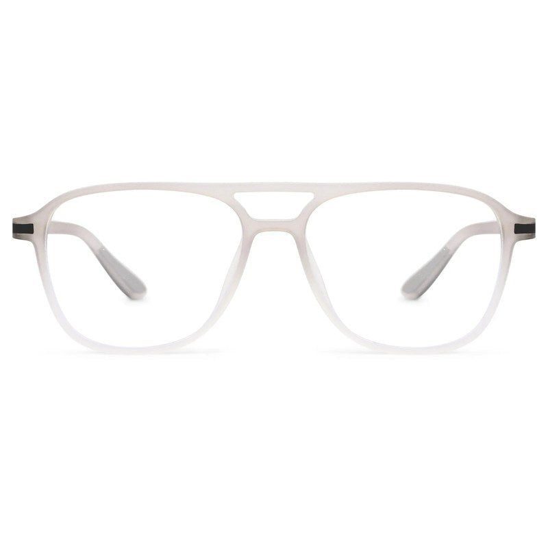 BluLite Transparent Light Grey & White Medium Full Rim Square Computer Glasses for Men & Women — Hashtag Eyewears
