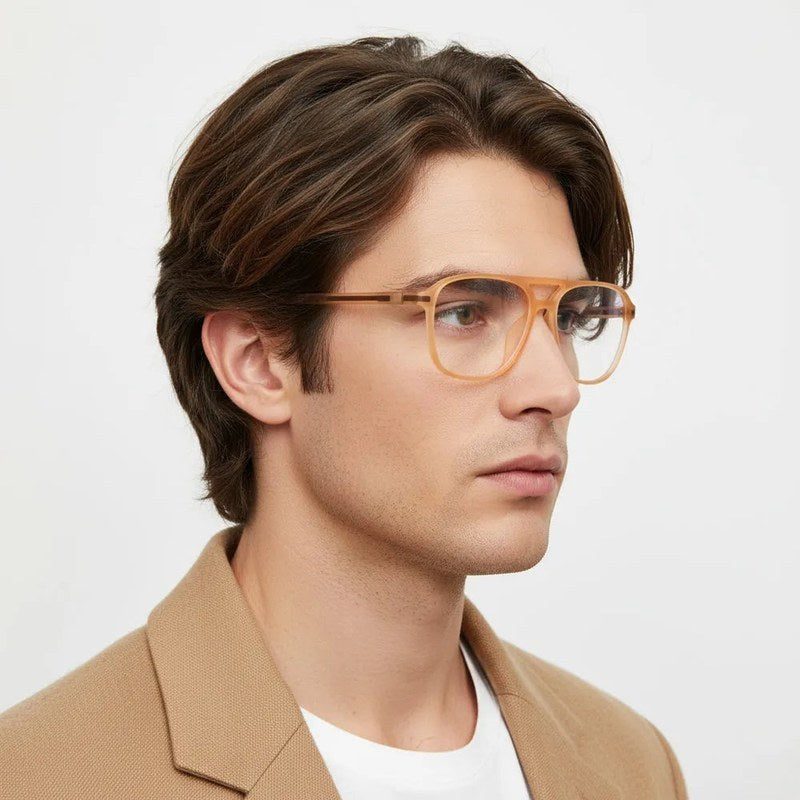 BluLite Transparent Orange Medium Full Rim Square Computer Glasses for Men & Women — Hashtag Eyewears