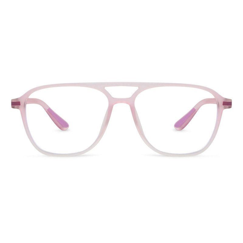 BluLite Transparent Pink & Transparent White Medium Full Rim Square Computer Glasses for Men & Women — Hashtag Eyewears