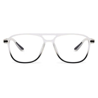BluLite Transparent White & Black Medium Full Rim Square Computer Glasses for Men & Women — Hashtag Eyewears