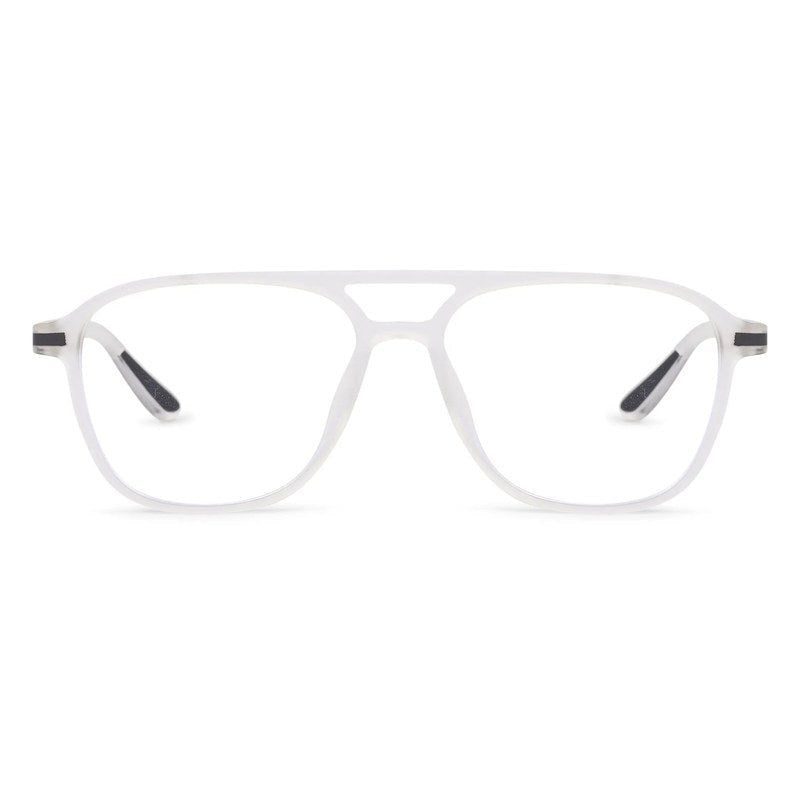 BluLite Transparent White Medium Full Rim Square Computer Glasses for Men & Women — Hashtag Eyewears
