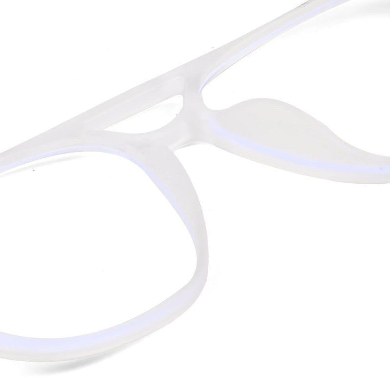 BluLite Transparent White Medium Full Rim Square Computer Glasses for Men & Women — Hashtag Eyewears