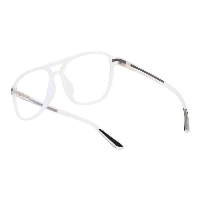 BluLite Transparent White Medium Full Rim Square Computer Glasses for Men & Women — Hashtag Eyewears