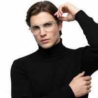 BluLite Transparent White Medium Full Rim Square Computer Glasses for Men & Women — Hashtag Eyewears
