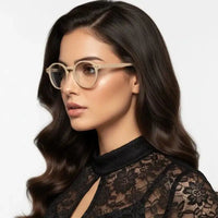 BluShield | Cream Medium Full Rim Round Computer Glasses for Men & Women [Blue Block]