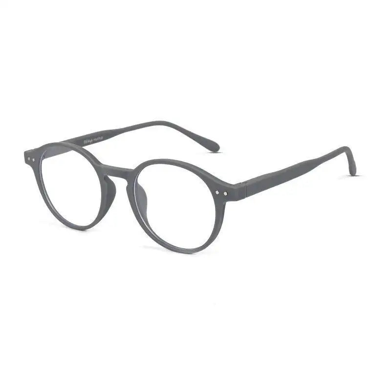 BluShield | Grey Medium Full Rim Round Computer Glasses for Men & Women [Blue Block]
