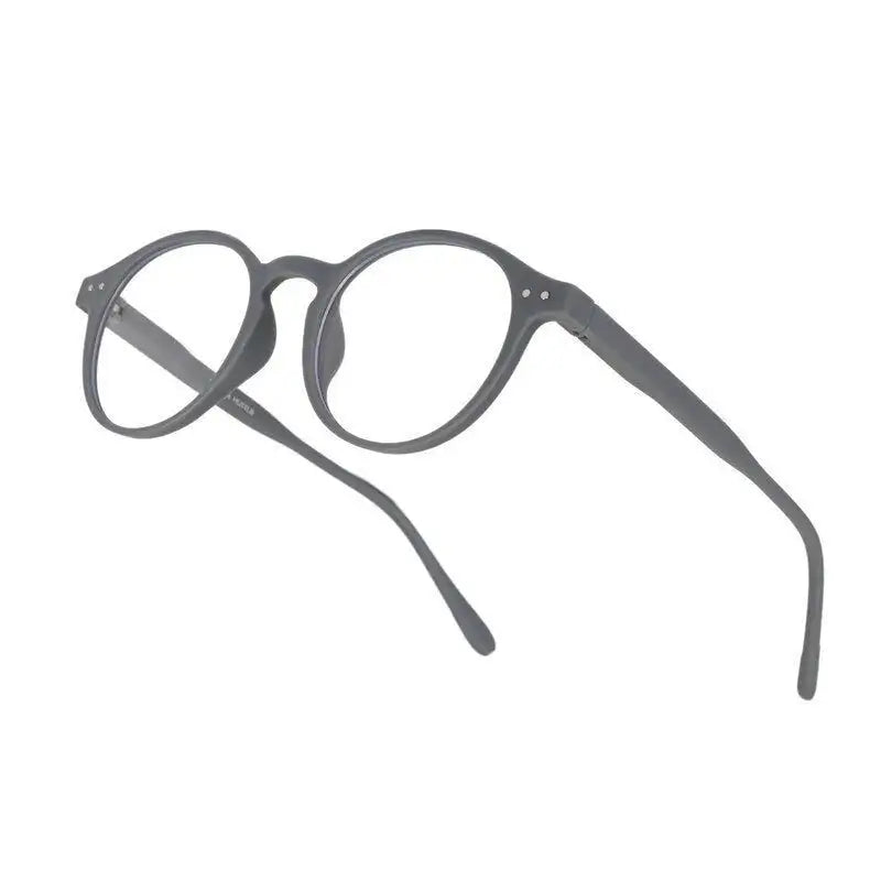 BluShield | Grey Medium Full Rim Round Computer Glasses for Men & Women [Blue Block]