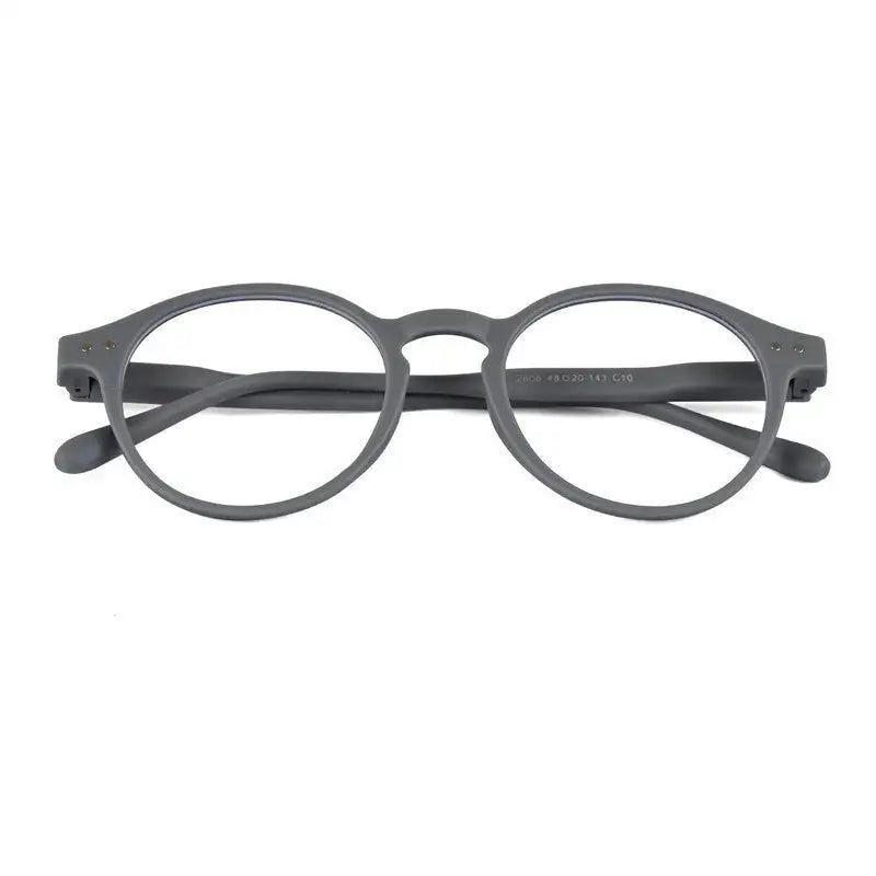 BluShield | Grey Medium Full Rim Round Computer Glasses for Men & Women [Blue Block]