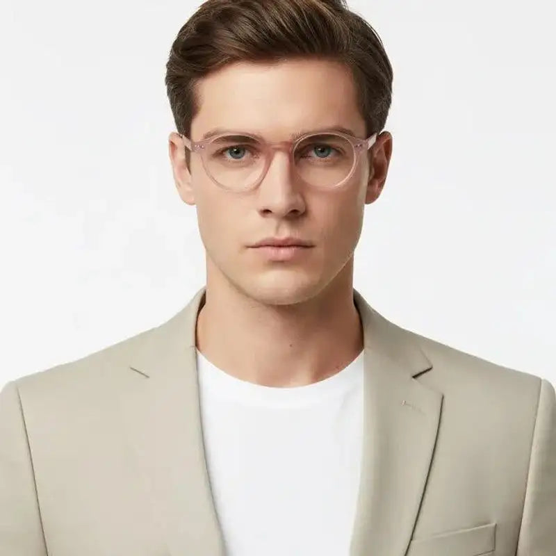 BluShield | Transparent Baby Pink Medium Full Rim Round Computer Glasses for Men & Women [Blue Block]