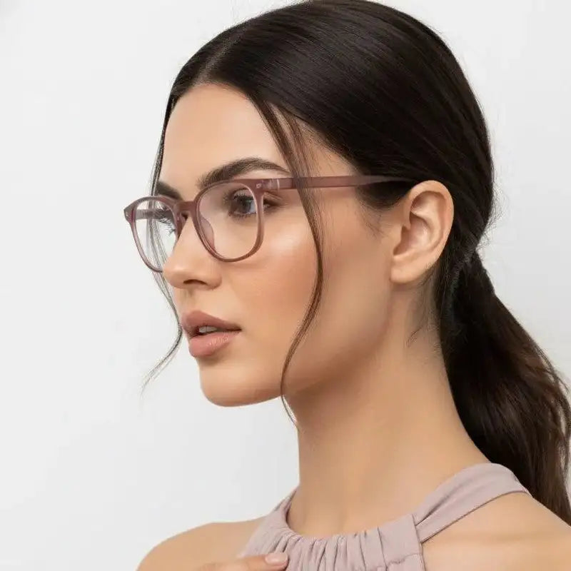 BluShield | Transparent Baby Pink Medium Full Rim Round Computer Glasses for Men & Women [Blue Block]