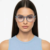 BluShield | Transparent Blue Medium Full Rim Round Computer Glasses for Men & Women [Blue Block]