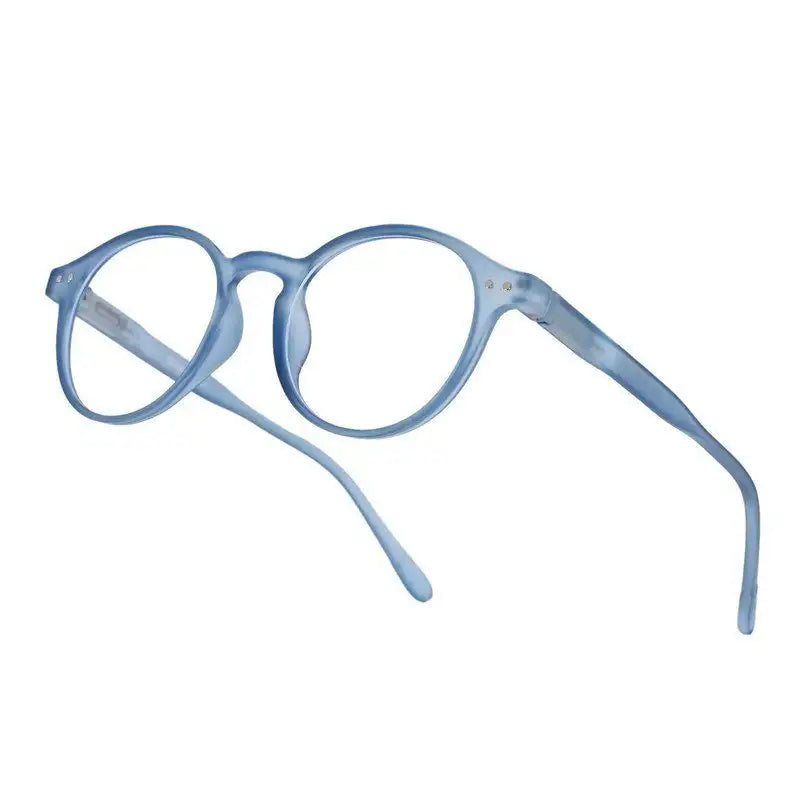 BluShield | Transparent Blue Medium Full Rim Round Computer Glasses for Men & Women [Blue Block]