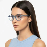 BluShield | Transparent Blue Medium Full Rim Round Computer Glasses for Men & Women [Blue Block]