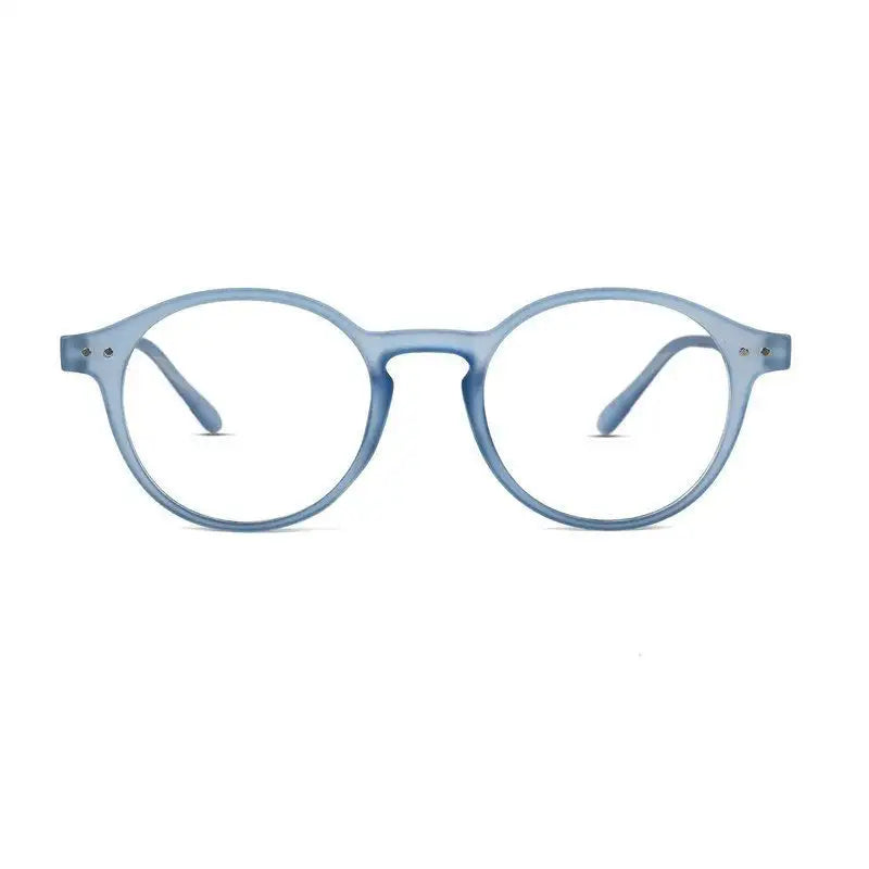BluShield | Transparent Blue Medium Full Rim Round Computer Glasses for Men & Women [Blue Block]