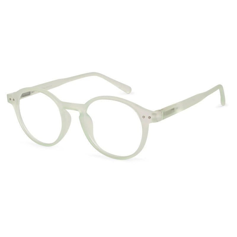 BluShield Transparent Light Green Medium Full Rim CIRCLE Computer Glasses for Men & Women — Hashtag Eyewears