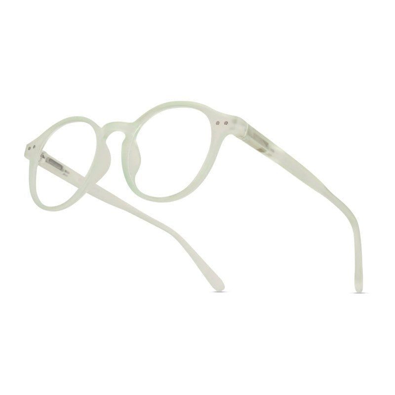 BluShield Transparent Light Green Medium Full Rim CIRCLE Computer Glasses for Men & Women — Hashtag Eyewears