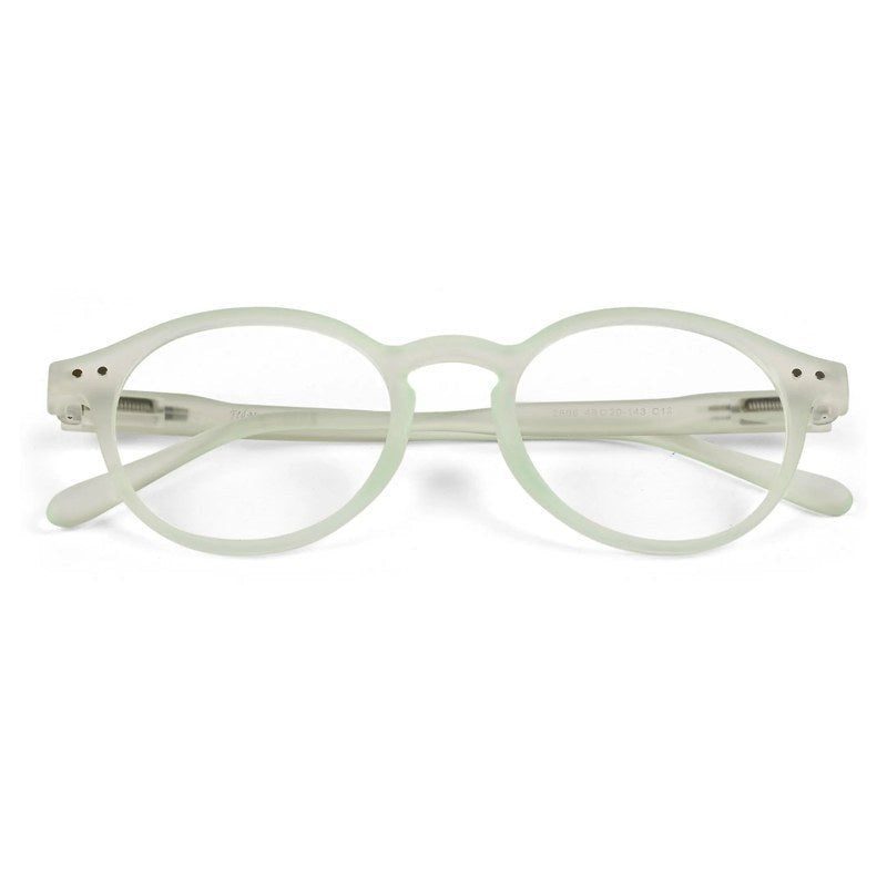 BluShield Transparent Light Green Medium Full Rim CIRCLE Computer Glasses for Men & Women — Hashtag Eyewears