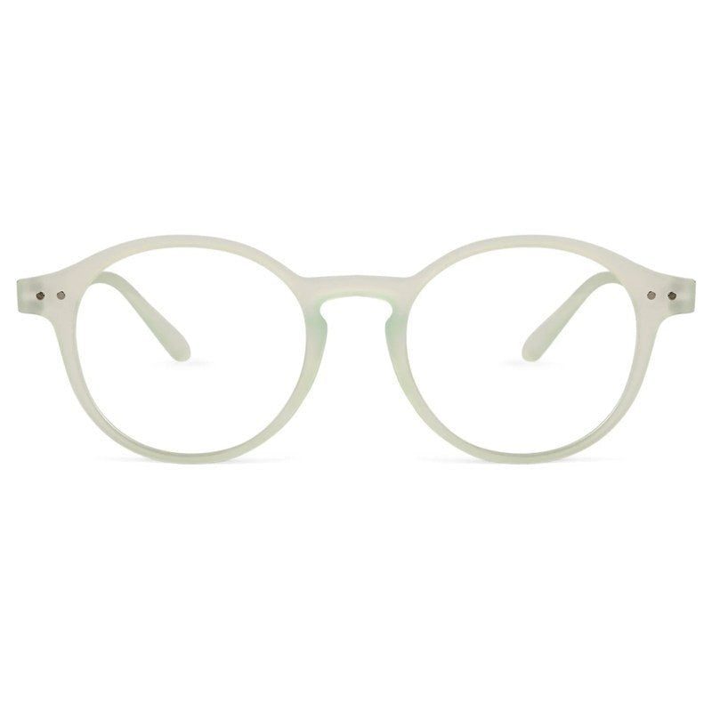 BluShield Transparent Light Green Medium Full Rim CIRCLE Computer Glasses for Men & Women — Hashtag Eyewears