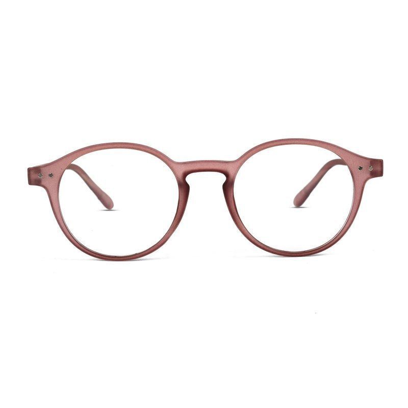 BluShield Transparent Mate Maroon Medium Full Rim CIRCLE Computer Glasses for Men & Women — Hashtag Eyewears