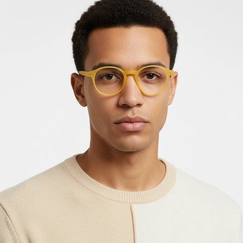 BluShield Transparent Orange Medium Full Rim CIRCLE Computer Glasses for Men & Women — Hashtag Eyewears