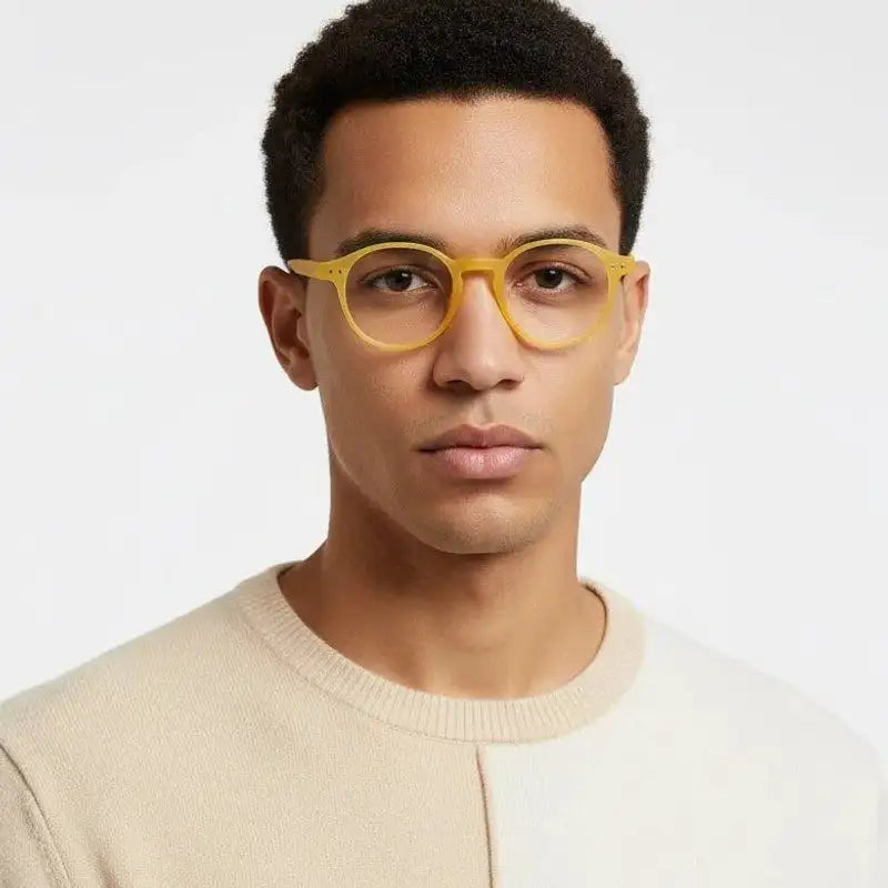 BluShield | Transparent Orange Medium Full Rim Round Computer Glasses for Men & Women [Blue Block]
