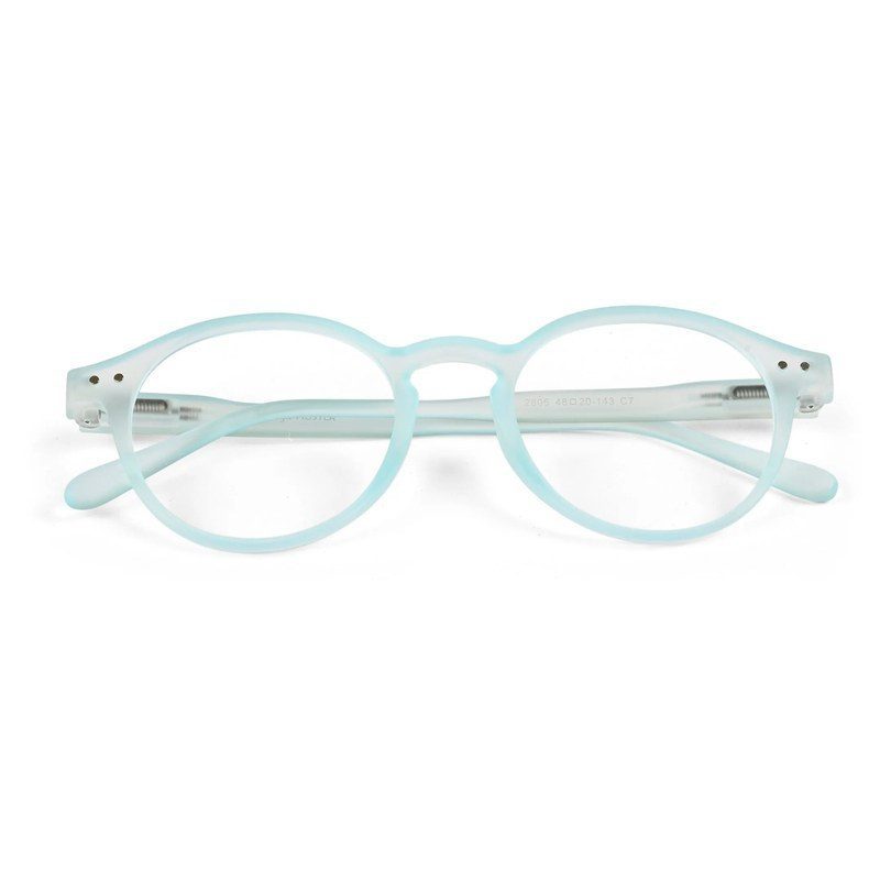 BluShield Transparent Skyblue Medium Full Rim CIRCLE Computer Glasses for Men & Women — Hashtag Eyewears