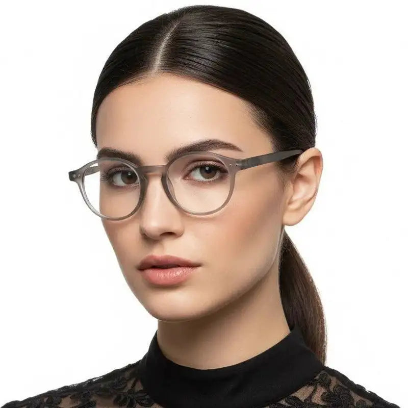 BluShield | Transparent Smoke Medium Full Rim Round Computer Glasses for Men & Women [Blue Block]