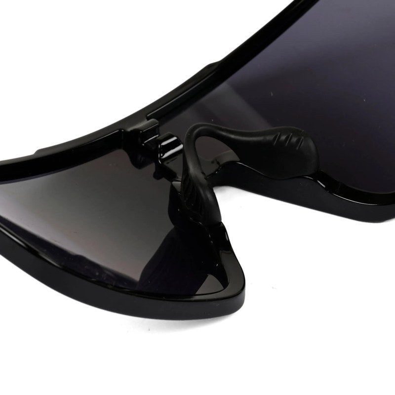 Bolt Black Extra-Large Half Rim Shield Sports Sunglasses for Men & Women — Hashtag Eyewears