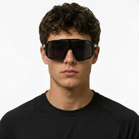 Bolt | Black Extra-Large Half Rim Shield Sports Sunglasses for Men & Women [UV-protected]