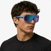 Bolt | Light Blue Extra-Large Full Rim Shield Sports Sunglasses for Men & Women [UV-protected]