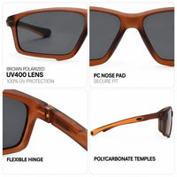 H2R | Brown Medium Full Rim Rectangle Sports Sunglasses for Men & Women [Polarized]