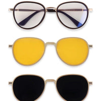 Caelium Golden & Brown Large Full Rim Aviator Clip-on for Men & Women — Hashtag Eyewears