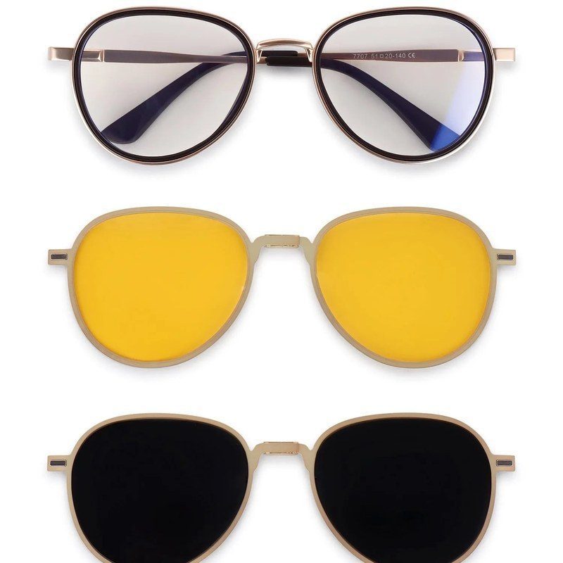 Caelium Golden & Brown Large Full Rim Aviator Clip-on for Men & Women — Hashtag Eyewears