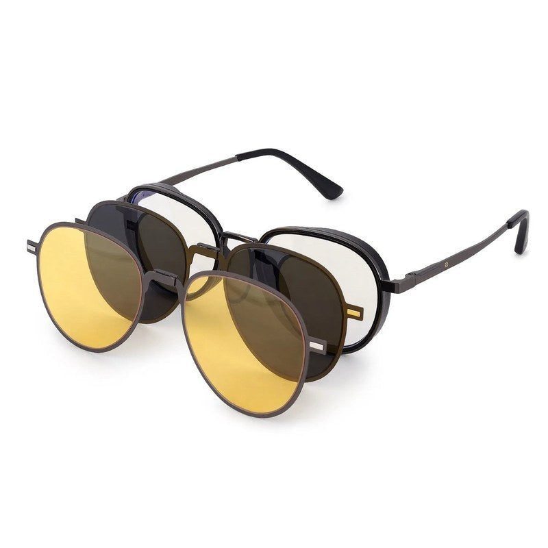 Caelium Grey & Black Large Full Rim Aviator Clip-on for Men & Women — Hashtag Eyewears