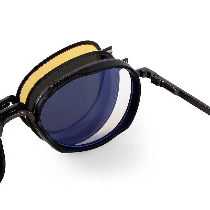Caelium | Grey & Black Large Full Rim Aviator Clip-on for Men & Women [UV-protected]