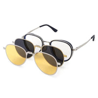 Caelium Silver & Black Large Full Rim Aviator Clip-on for Men & Women — Hashtag Eyewears